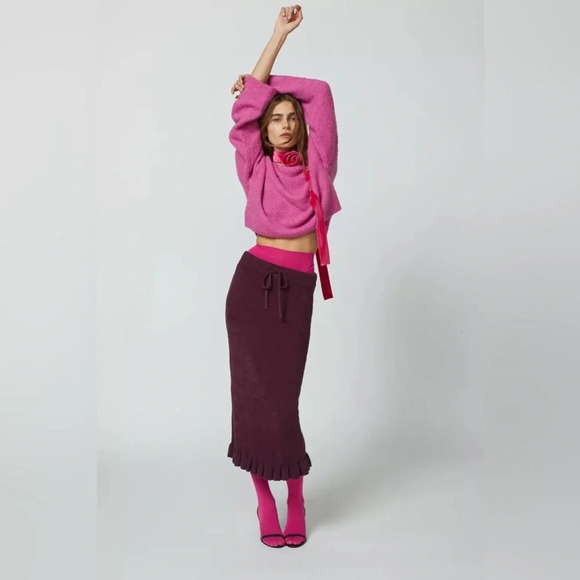 UO Margot Sweater Midi Skirt, Maroon, XL, NWT